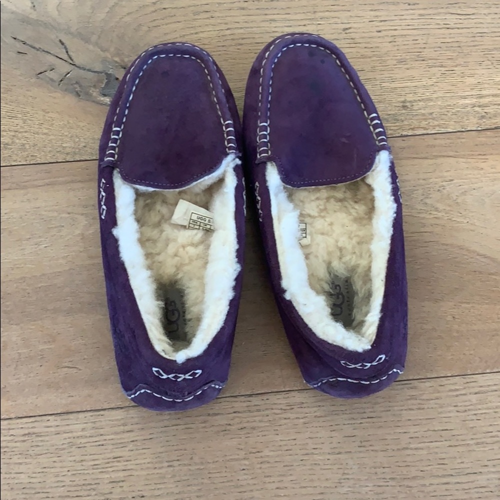 UGG Purple Suede Shearling Lined Women's Slipper Moccasins